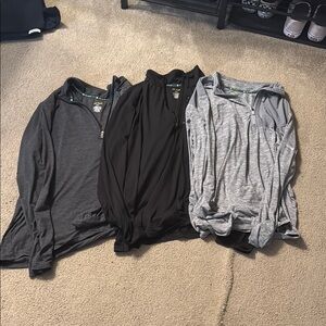 Tek Gear Set of Three Quarter-Zip Pullovers in Gray and Black